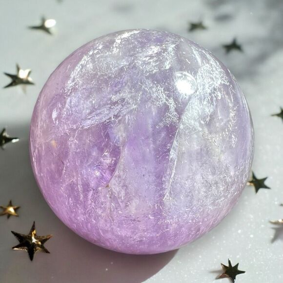 Amethyst Crystal Marble Sphere Meditation Stone (#7) - Picture 1 of 9